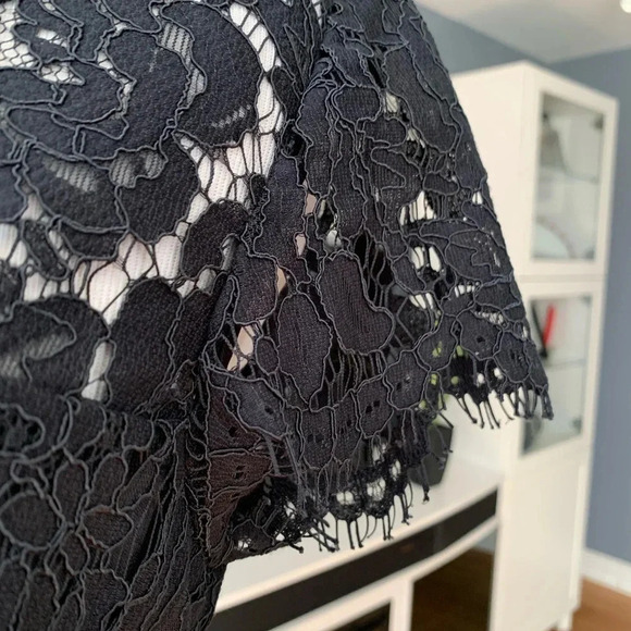 Banana Republic Lace Overlay Sheath Dress Raw Scalloped Hem Lined Size 0 NWT - Picture 5 of 14